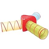 LUDI Kombinierbare Spieltunnel Leichte und zusammenklappbare Multi-Tunnel - Set aus 3 Tunnels - Pop-up Öffnung - Innen- und Außenbereich - Tragetasche | Ab 2 J