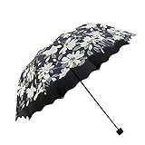 Klappschirm Regenschirm mit Matte Anti-Rutsch-Griff Retro Einfachheit windundurchlässiger Regenschirm for Studenten Mädchen-Frauen im Freien Reisen Golfschirme (Color : Black)