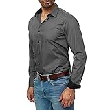 BIBOKAOKE Herren Business Hemd mit geradem Schnitt Regular Fit Langarm Bügelfreies Langarmhemd Kent Kragen Freizeithemd Heim Longshirt Casual Langärmeliges Strickjacke Einfarbig ArbeitsH