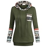 BAOBU Pullover Damen, Herbst Lang Knopf Gedruckt Kapuzenpullover Kapuzenjacke Hoodie Schwarz Rosa Grau Pullover Pulli Hoodie Sportlich Freizeit Tops Strickpullover Kapuzenpulli Ob