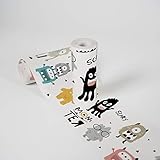 Kinderzimmer Bordüre selbstklebend Monster Party Wandbordüre mit niedlichen Monstern für Babyzimmer und Kinderzimmer Wandtattoo für Mädchen und Jungen in weiß, gelb, schwarz, g