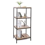 Sekey Home Bücherregal mit 4 Regalböden | Bücherregal, Lagerregal, Eckregal, Badezimmer, Wohnzimmer, Akzentmöbel in Holzoptik, R