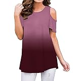 Damen Tuniken Tshirt mädchen Damen v-Ausschnitt Bluse 3/4 ärmel Tunika reißverschluss Langshirt Langarm Hemd Tops t-Shirt Oberteile blusehemd, Casual Baumwolle butto(#SFDE-220406 T-Shirt-A18, L)