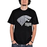 Elbenwald Game of Thrones T-Shirt Stark Schattenwolf Winter is Coming Frontprint für Herren schwarz - XXXL