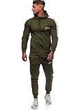 Koburas Herren Jogginganzug Trainingsanzug Sportanzug Jogginghose Hoodie-Sporthose Jogger Modell 3392 Oliv M