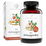 MAISON NATURELLE® Bio Ashwagandha Kapseln (180 Stück, 600mg pro Kapsel) - 100% echte Ashwagandhawurzel gemahlen aus Indien – Bio Ashwag