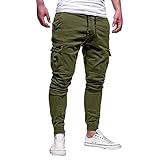 BBring Herren Hosen Slim Fit Casual Jogger Sporthose Freizeithose Cargo Jeans Hose 114F (L, Armeegrün)