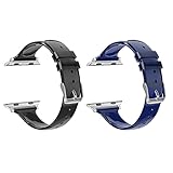 SOUWILA TIMLEXC Unisex Gummi Armband mit Edelstahl Schnalle Kompatibel mit Apple Watch Series 38mm Schwarz-Navyb
