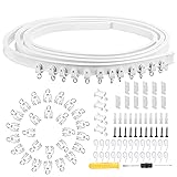 DKINY Vorhangschiene Set 350cm Flächenvorhangschienen mit 26 Überklipshaken, 26 Gleiter, 11 Montagesträger und 4 Endkappen, Gardinenstangen mit Innenlauf und Montagewerkzeugsatz aus Metall und p