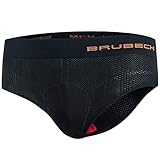 BRUBECK Herren Fahrradunterhose gepolstert|Fahrradslip Männer Jungen|Radsport Unterhose Polster|Funktionsunterhose|Radlerunterhose|3D|BE10150 Gr. L