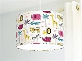 Lampe Safari Tiere Kinderzimmer Rosa Türkis aus Bio-Baumwolle - alle Farben möglich (D40cm x H25cm)