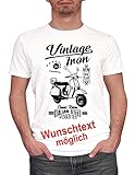 Herren T-Shirt PX mit Spiegel Vintage mit Wunschtext (Weiss, M)