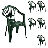 Mojawo 6er Set Stapelstuhl Gartenstuhl Altea Bistrostuhl Gartensessel Balkonstuhl Kunststoff stapelbar Balkonmöbel Gartenmöbel Grü