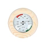 Furado Sauna Thermometer Hygrometer 2in1, im Holzrahmen Ø 145mm, Hochwertiges Sauna Zubehör, Hitzebeständig, mit Thermometer + Hyg