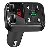 beijieaiguo Wireless FM Transmitter USB Wireless Auto Bluetooth Kit Schnellladegerät Auto-Zubehör MP3-Player-Funktion schw