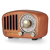 Greadio Vintage Radio Retro Bluetooth Lautsprecher,Walnussholz,FM Radio mit altmodischem klassischem Stil,starke Bassverstärkung,laut Lautstärke,Bluetooth 4.2 cherry