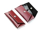 DELMON VARONE - Personalisierbares Brillenetui Cambridge Top Grain Leder Rot, Damen Sonnenbrillen Etuis, Brillen Glasses Case für Sonnenbrille, Lesebrille und Brille, Etui weich, modern und eleg