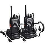 Walkie-Talkies, wiederaufladbares Walkie-Talkie-Set, tragbar, 16 Kanäle, Walky-Talky mit Ohrstück, eingebautem LED-Licht für Erwachsene, Outdoor-Arbeiten, Reisen, Kommunikation (2 Stück)