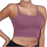 Damen Sexy Crop Weste Tops Mode Kurz Tank Tops Slim Cami Weste Blause Casual Ärmellos Camisole mit BH Pad für Frauen Teen Mädchen Gr. 42,