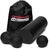 Raigeki Fitness Faszienrolle, Foam Roller [3er Set] (+ Trainingspläne), Faszien-Set, Faszienkugeln, Massagerolle, Massageball, Triggerb