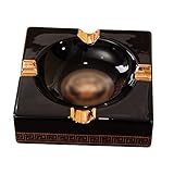 Aschenbecher Zigarrenaschenbecher Schwarz Keramik Ktv Ornamente Geeignet Für Wohnzimmer, Time Bar 4 Rauchtrog Feuerlöscher High-End-Luxus (Color : Black, Size : 14cm)