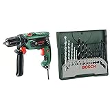 Bosch Schlagbohrmaschine EasyImpact 550 (Zusatzhandgriff, Tiefenanschlag, Koffer, 550 Watt) + Bosch 15tlg. Mini-X-Line Mixed-S