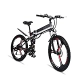 E-Bike Klapprad Mountainbike 26 Zoll, Abnehmbare 48V/12.8Ah Batterie Hinterradmotor 350W, E-Bike City Bike für Damen Herren, Faltbares Elektrofahrrad [EU Stock],Black