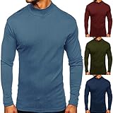 HNOFIQNF Herren Langarmshirt Stretch Slim Fit Longsleeve Tshirt Langarm Pullover Rundhals Freizeithemden Männer Basic Sweatshirt Einfarbig Lässiges Oberteil Herbst Winter Warm Langarm T-S