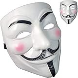 QUNPON Game Master Maske Guy Masken for Adults Children Anonymous Masken Halloween Maske V für Vendetta Face Mask Fancy Carnival Adult Kostüm Accessories Motif Weiß