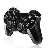 BLUELAKE performance Doppelter vibrierender Wireless Controller für PS3 mit Lade Kabe(Schwarz)