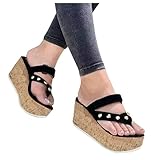 ZBYY Wedges Sandalen für Frauen Sommer Mode High Heels Plateau Sandalen Espadrilles Flip Flops Toe Thong S