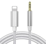 Aux Adapter Auto Kabel für iPhone 12, Adapter Audiokabel auf 3.5mm Premium Audio Kabel Kompatibel iPhone 12/11Pro/8/7/6 Plus/X/XS/Lautsprecher/Kopfhörer/Home Auto Stereoanlagen - Silb