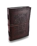 Jaald 25 cm Notizblock Notizen Notizbuch Seiten Handgemacht Album Tagebuch Leder mit Lederbezug Geschenke Antik Keltische Baum des Lebens G