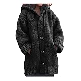 Darringls Strickjacke Damen Winter Gestrickte Strickjacke Outwear Lange Verdicken Cardigan Strickmantel mit Kapuzen Winterjacke Übergroß Lose Pullover Offener Ausschnitt Cardig