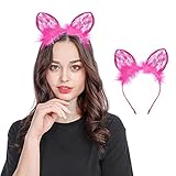 Pooker Haarreif mit Katzenohren, niedlicher Spitze, Haarreif, Kätzchen, Kopfbedeckung, sexy Hase, süße Kunststoff-Haarbänder, für Flitterwochen, Schwarz/Weiß/Rosa/Rot/Rosy (Universalgröße)
