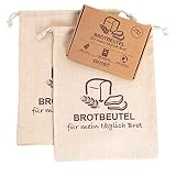 ONEST Brotbeutel (2er Set) - Praktischer Beutel aus 100% Natur Leinen inkl. E-Book - Zur platzsparenden Brotaufbewahrung (30 x 40cm)