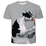 XRHDYF Herren 3D Druck T-Shirt Lustige Neuheit Tier Schwein Kuh Hund Orang-Utan Schaf Serie T-Shirt Männer Und Frauen 3D Gedrucktes T-Shirt Harajuku Style T-Shirt Sommer Top XL