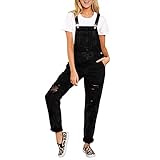 LRWEY Denim Bib Overall für Frauen - Skinny Playsuit Ripped Stretch Denim Latzhose Jumpsuit Casual Jumpsuit Jeans Damen Slim Fit Overalls Hose Gr. XXL, Schw