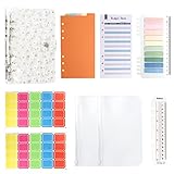 HAPY SHOP 34 Stück A6 Ordner PVC Cover mit 12 durchsichtigen Bindertaschen, 6-Ring-Bücherumschläge, System Budget-Planer Organizer mit Ordnertaschen, Budget-Blättern, Etiketten für Bargeld-Umschläg