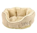 Dehner Hunde- und Katzenbett Sammy, oval, ca. 57 x 52 x 14 cm, Polyester, beig