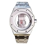 Gfhrisyty 42mm Automatik Maschine Stahl Silber Uhrengehäuse Saphirglas mit Uhrenarmband für 2813 Miyota 8205 8215 Uhrwerk