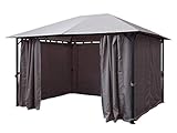 QUICK STAR Metall Garten Pavillon Nizza 3x4m Grau mit 4 Seitenteilen Party
