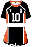 YIMIAO Damen Anime Sets Haikyuu 3D Drucken T-Shirt und Shorts Karasuno Kurzarm Kurze Set Hose Kageyama Cosplay Modisch Sport-Sets(L)