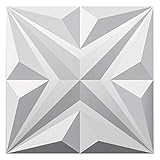 Art3dwallpanels PVC Wandpaneele, 3D Wandpaneele für Innenwand Dekor, Matte Weiß Wanddekor PVC Panel, Start 3D Strukturierte Wandpaneele 12 Stück PVC Wandfliesen pro Box