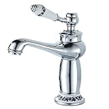 kisimixer Wasserhahn Retro,Wasserhahn FüR Bad Waschtischarmatur Messing Einhebelmischer Waschbecken Waschbecken Armaturen,Mit Keramikventil，C