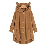 ZYYM Übergroße Hoodie Sweatshirt weiche gemütliche warme komfortable Teddy-Fleece PulloverHerbst Warm Halten Strickjacke Einfarbig Fleece Lose LäSsige Teddy Fleecejacke Plüschjacke Kapuzenjack