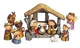 dpr. Kleine Krippe 12-TLG. Set Kinder Krippenfiguren mit Stall handbemalt Weihnachtskrippe Deko Figuren W