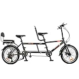 LZXSXZ Tandem Fahrrad 700C, Klappräder, Citybike, 28 Zoll Trekkingrad, Verwenden Sie Hochfesten Kohlenstoffstahl, 8-Gang, Zusammenklappbar, Bis Zu DREI Personen, Maximale Belastung 200 Kg