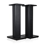 minify BS-S8-1 Paar 62cm MDF Boxenständer in schwarzem holzdekor/Lederoptik-Finish - ideal für Boxen mit Holzdek