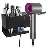 Wandhalterung für Haartrockner, Föhn-Halter für Dyson Supersonic Haartrockner, Haarstyling-Ständer, Organizer, Badezimmer-Aufbewahrung, kompatibel mit den meisten Haartrocknern (schwarz)